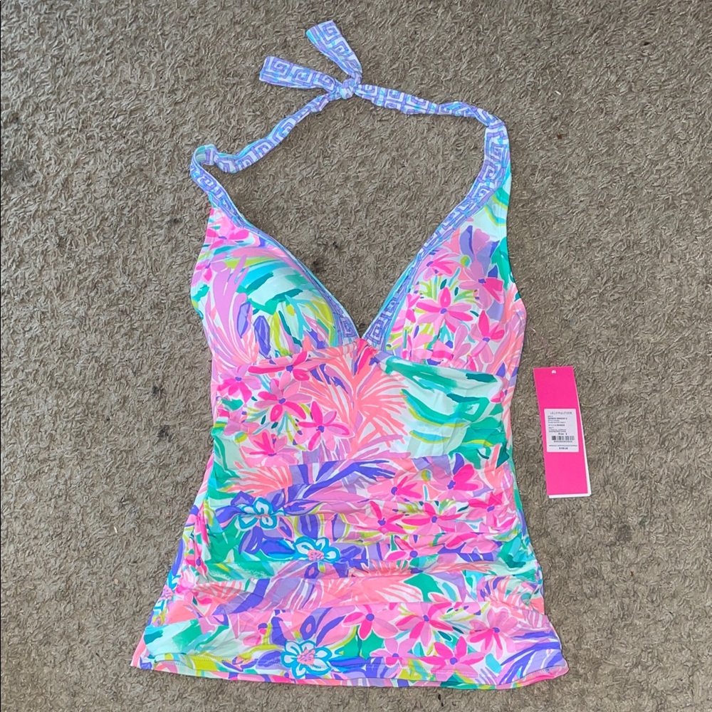 Lilly Pulitzer Bliss Halter Tankini in Pastel Pink Blue Floral - Picture 12 of 12